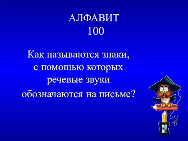 АЛФАВИТ 100 Как называются знаки, с помощью которых речевые звуки обозначаются на письме?