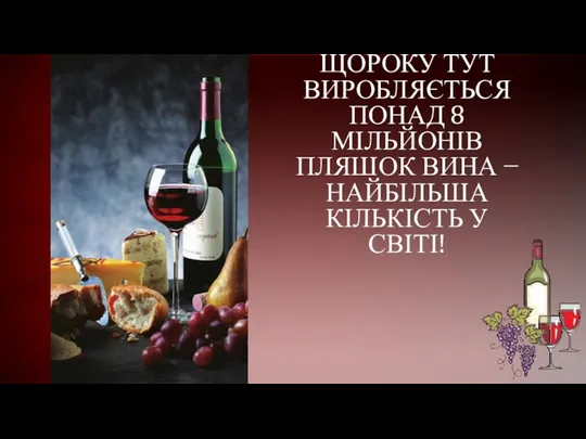 ЩОРОКУ ТУТ ВИРОБЛЯЄТЬСЯ ПОНАД 8 МІЛЬЙОНІВ ПЛЯШОК ВИНА − НАЙБІЛЬША КІЛЬКІСТЬ У СВІТІ!