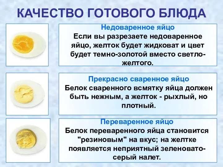 Прекрасно сваренное яйцо Белок сваренного всмятку яйца должен быть нежным,
