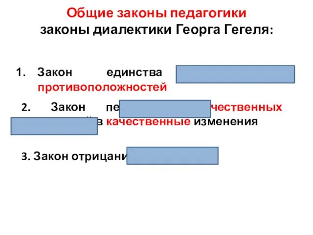 Общие законы педагогики законы диалектики Георга Гегеля: Закон единства и