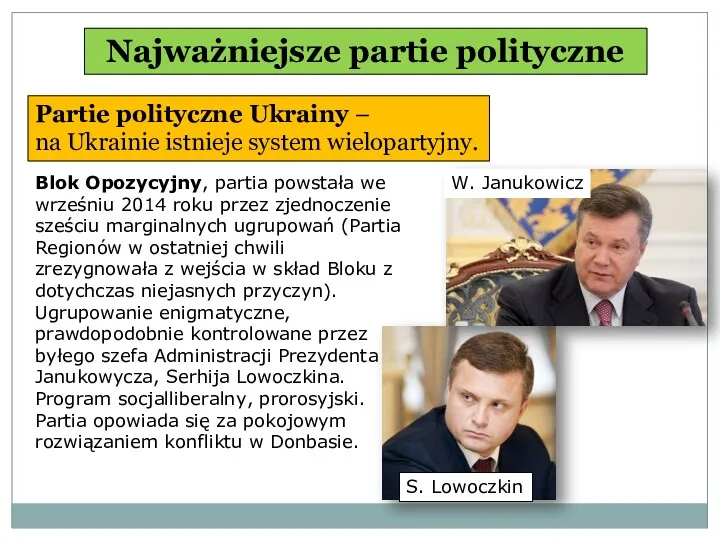 Najważniejsze partie polityczne Partie polityczne Ukrainy – na Ukrainie istnieje