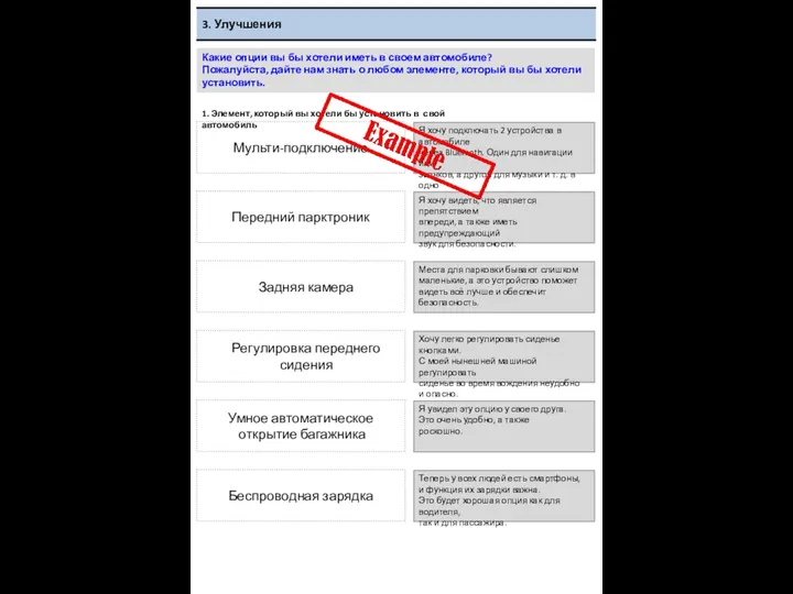 Какие опции вы бы хотели иметь в своем автомобиле? Пожалуйста,