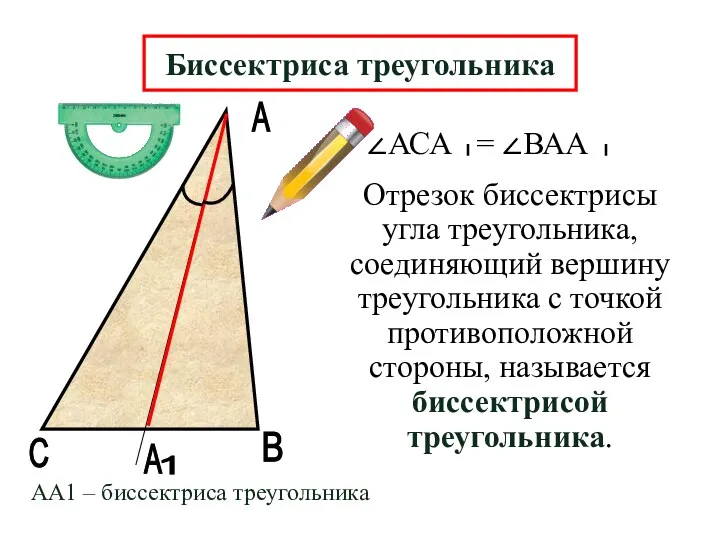 А В А Отрезок биссектрисы угла треугольника, соединяющий вершину треугольника