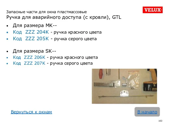 Запасные части для окна пластмассовые Ручка для аварийного доступа (с