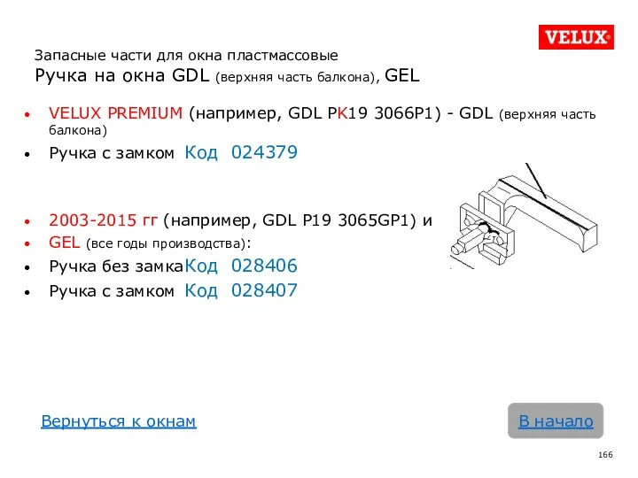 В начало Запасные части для окна пластмассовые Ручка на окна