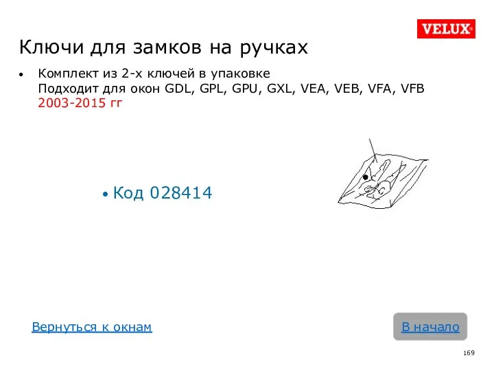 Ключи для замков на ручках Комплект из 2-х ключей в