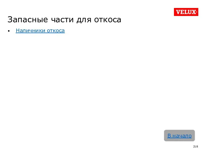 Запасные части для откоса Наличники откоса В начало