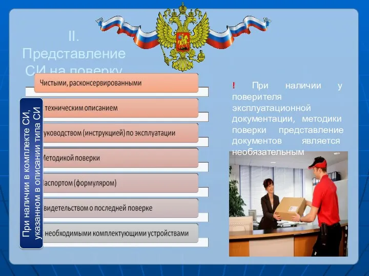 II. Представление СИ на поверку о поверке При наличии в