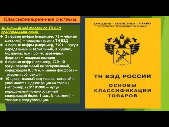 Классификационные системы 10-значный код товара по ТН ВЭД представляет собой: