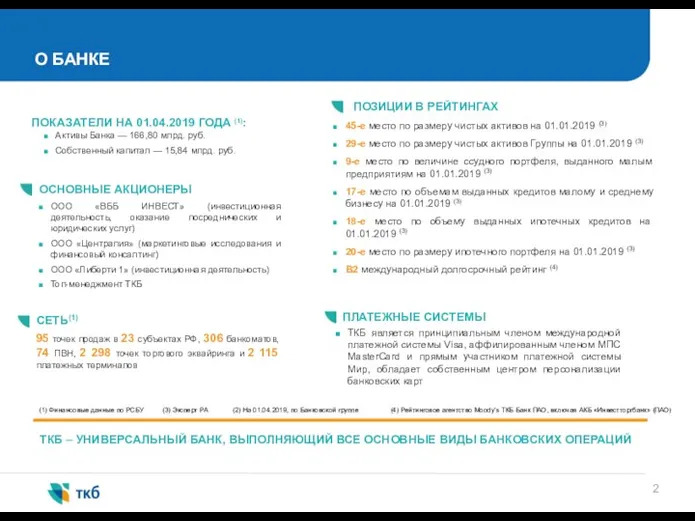 О БАНКЕ ТКБ – УНИВЕРСАЛЬНЫЙ БАНК, ВЫПОЛНЯЮЩИЙ ВСЕ ОСНОВНЫЕ ВИДЫ