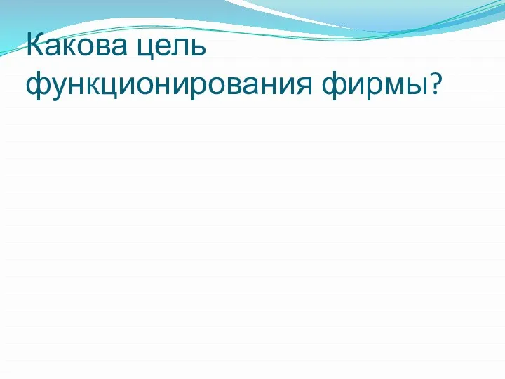 Какова цель функционирования фирмы?