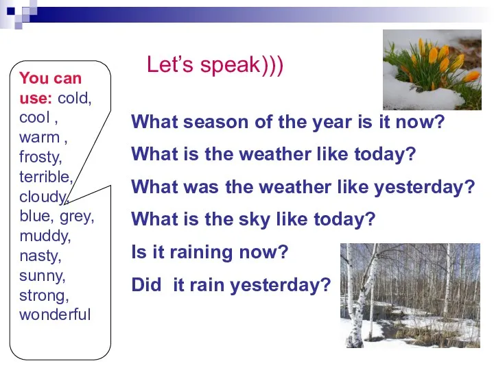 Let’s speak))) What season of the year is it now?