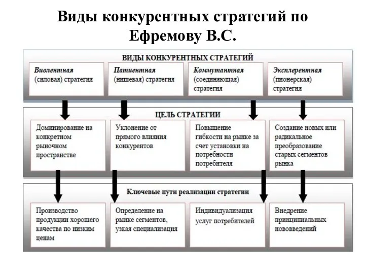 Виды конкурентных стратегий по Ефремову В.С.