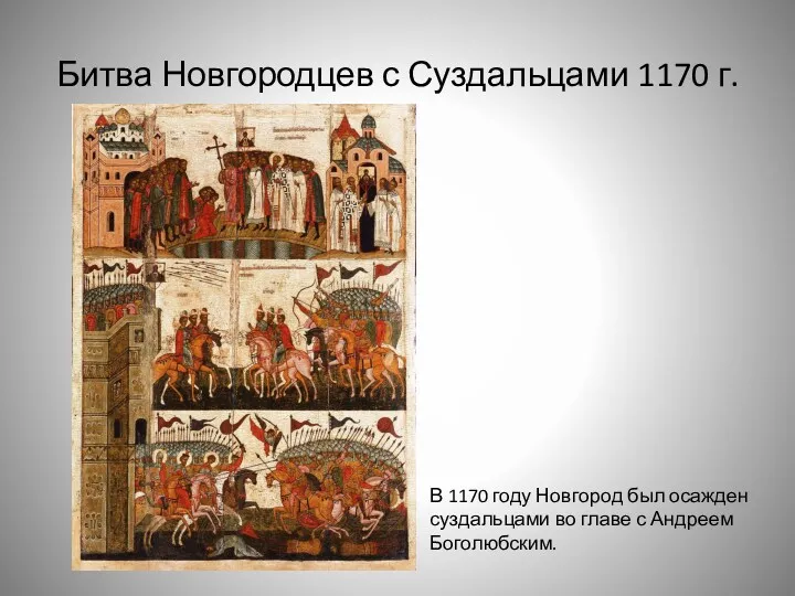Битва Новгородцев с Суздальцами 1170 г. В 1170 году Новгород