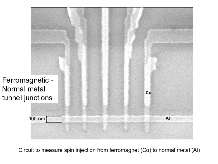 100 nm Al Co Circuit to measure spin injection from