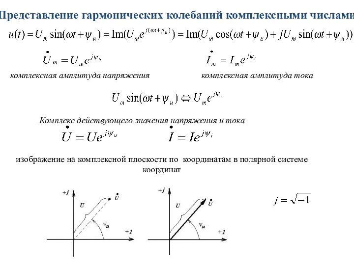 Представление гармонических колебаний комплексными числами комплексная амплитуда напряжения комплексная амплитуда