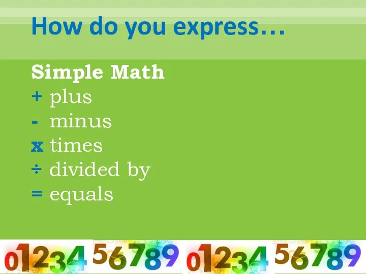 How do you express… Simple Math + plus - minus