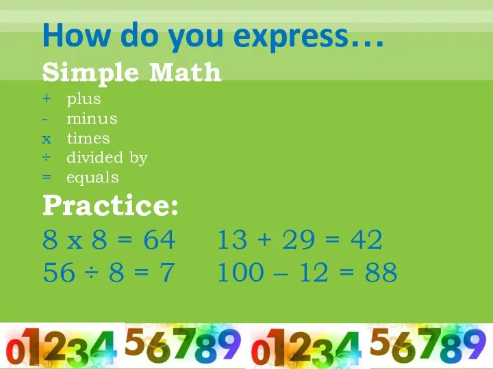 How do you express… Simple Math + plus - minus