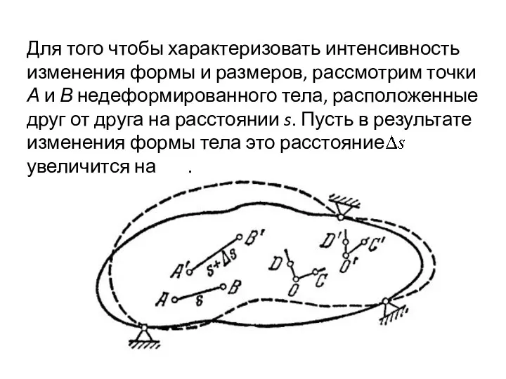 Для того чтобы характеризовать интенсивность изменения формы и размеров, рассмотрим точки А и