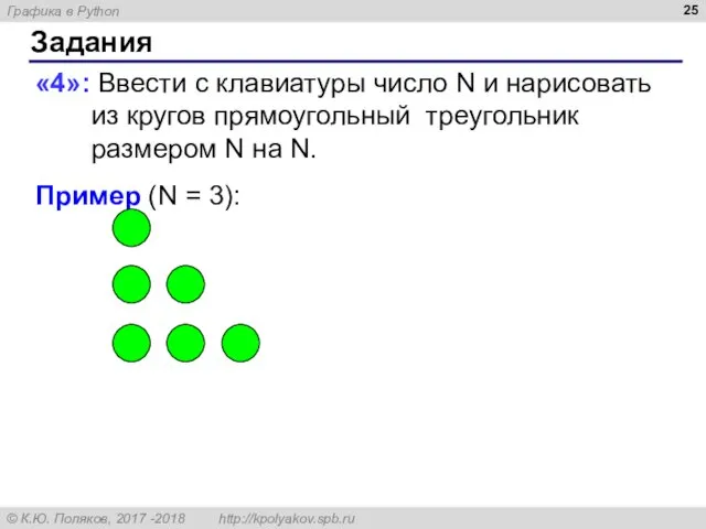 Задания «4»: Ввести с клавиатуры число N и нарисовать из