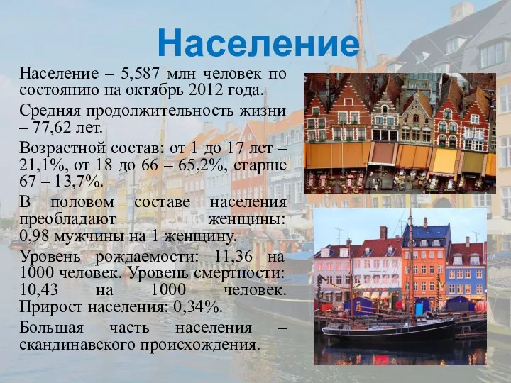 Население Население – 5,587 млн человек по состоянию на октябрь