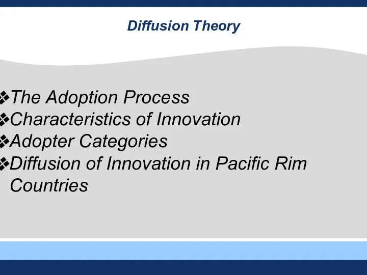 Diffusion Theory The Adoption Process Characteristics of Innovation Adopter Categories