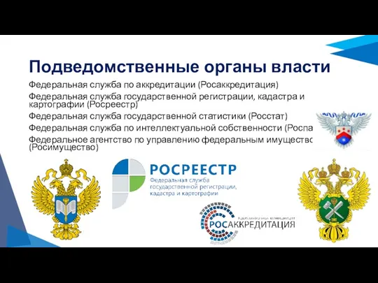 Подведомственные органы власти Федеральная служба по аккредитации (Росаккредитация) Федеральная служба