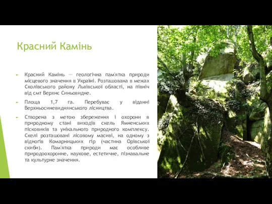 Красний Камінь Красний Камінь — геологічна пам'ятка природи місцевого значення