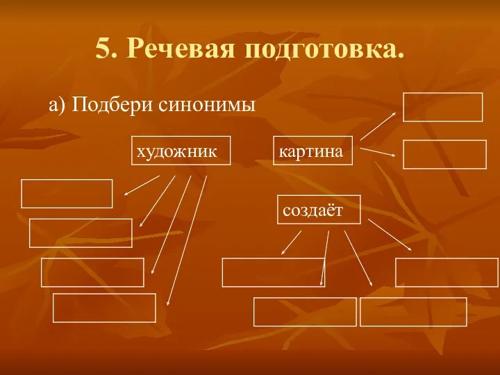 5. Речевая подготовка. а) Подбери синонимы