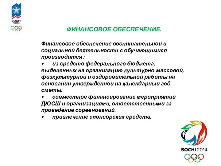 ФИНАНСОВОЕ ОБЕСПЕЧЕНИЕ. Финансовое обеспечение воспитательной и социальной деятельности с обучающимися