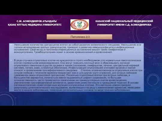 С.Ж. АСФЕНДИЯРОВ АТЫНДАҒЫ ҚАЗАҚ ҰЛТТЫҚ МЕДИЦИНА УНИВЕРСИТЕТІ КАЗАХСКИЙ НАЦИОНАЛЬНЫЙ МЕДИЦИНСКИЙ УНИВЕРСИТЕТ ИМЕНИ С.Д.