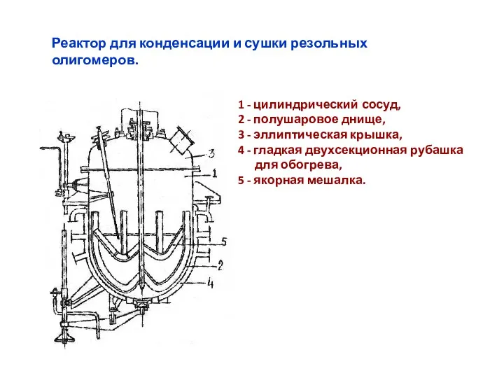 Реактор для конденсации и сушки резольных олигомеров.