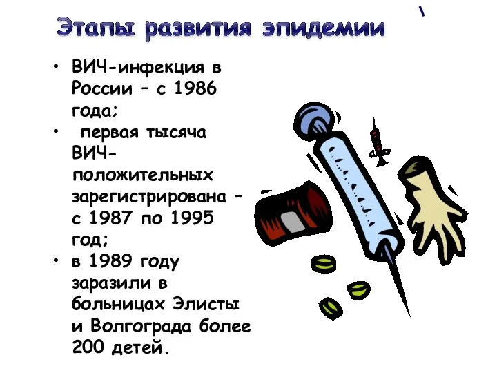 ВИЧ-инфекция в России – с 1986 года; первая тысяча ВИЧ-положительных зарегистрирована – с