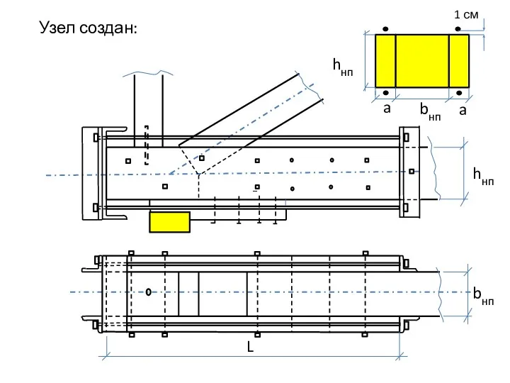 Узел создан: hнп bнп L bнп a a hнп 1 см