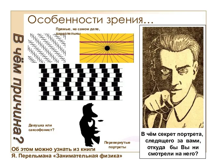 Особенности зрения… В чём причина? В чём секрет портрета, следящего