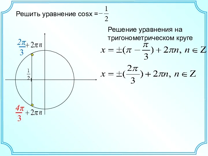 Решить уравнение cosx = Решение уравнения на тригонометрическом круге