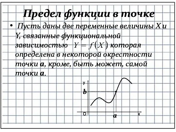 Предел функции в точке Пусть даны две переменные величины X