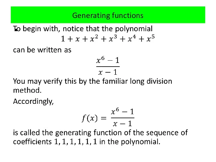 Generating functions