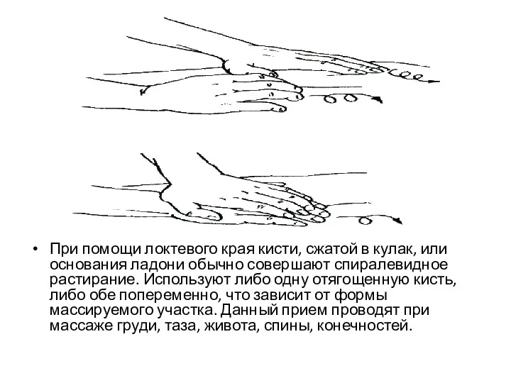 При помощи локтевого края кисти, сжатой в кулак, или основания