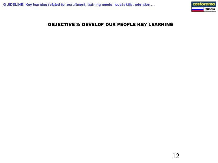 OBJECTIVE 3: DEVELOP OUR PEOPLE KEY LEARNING GUIDELINE: Key learning
