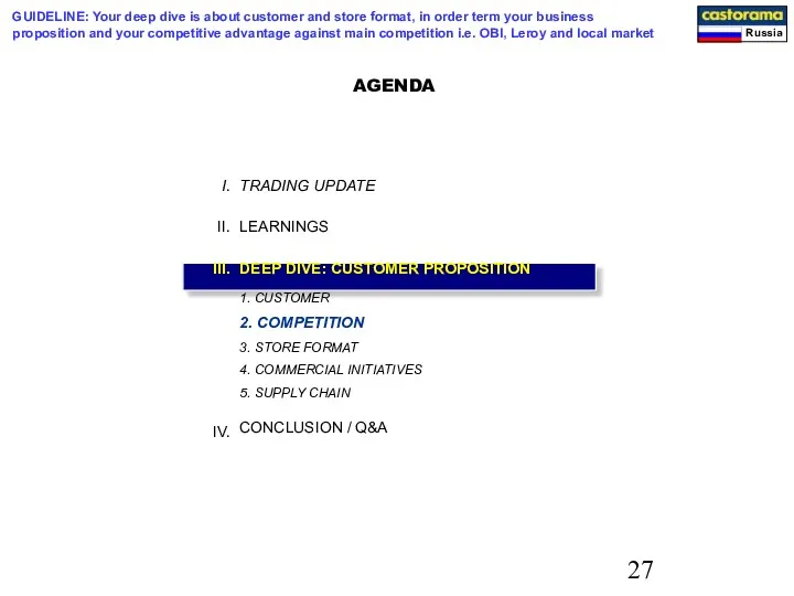 AGENDA TRADING UPDATE LEARNINGS DEEP DIVE: CUSTOMER PROPOSITION 1. CUSTOMER