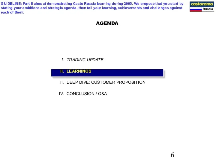 AGENDA TRADING UPDATE LEARNINGS DEEP DIVE: CUSTOMER PROPOSITION CONCLUSION /