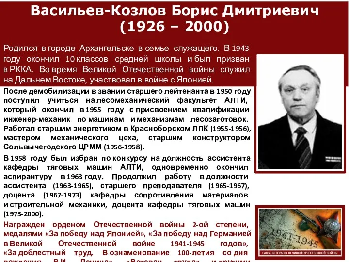 Васильев-Козлов Борис Дмитриевич (1926 – 2000) Родился в городе Архангельске