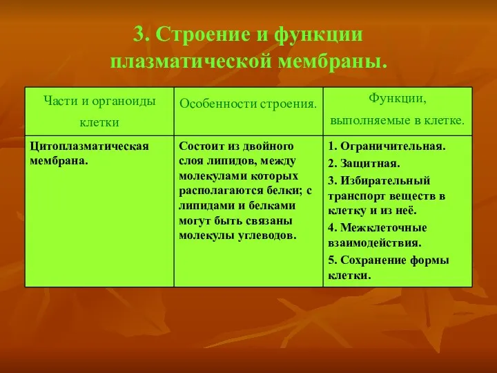 3. Строение и функции плазматической мембраны.