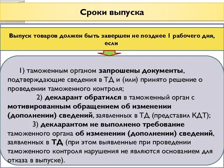 Сроки выпуска 1) таможенным органом запрошены документы, подтверждающие сведения в