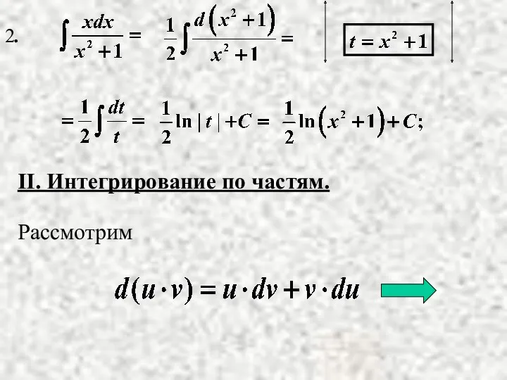 II. Интегрирование по частям. Рассмотрим