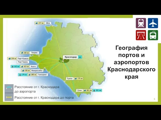 Расстояние от г. Краснодара до аэропорта Расстояние от г. Краснодара до порта География