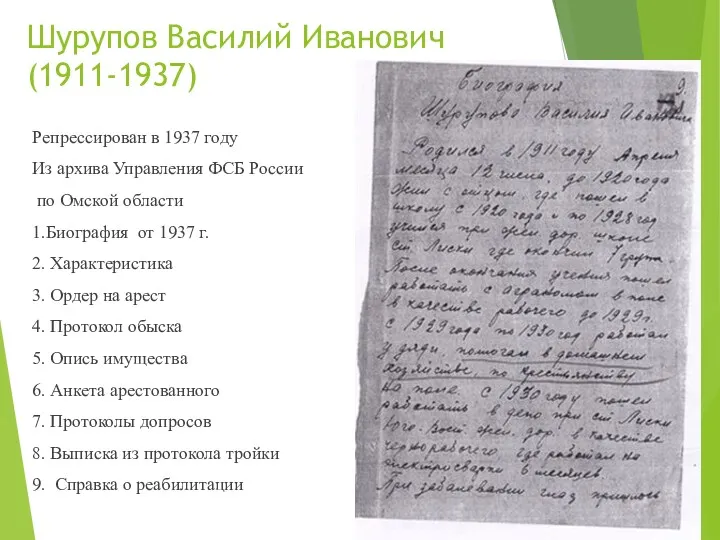 Шурупов Василий Иванович (1911-1937) Репрессирован в 1937 году Из архива