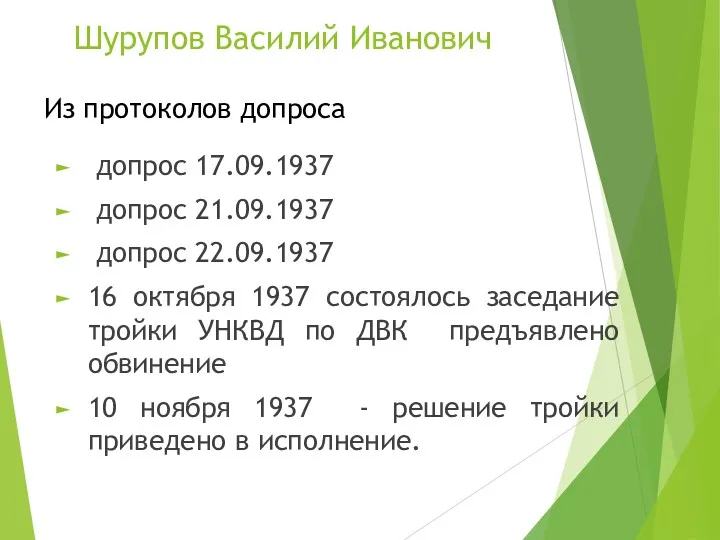 Шурупов Василий Иванович допрос 17.09.1937 допрос 21.09.1937 допрос 22.09.1937 16