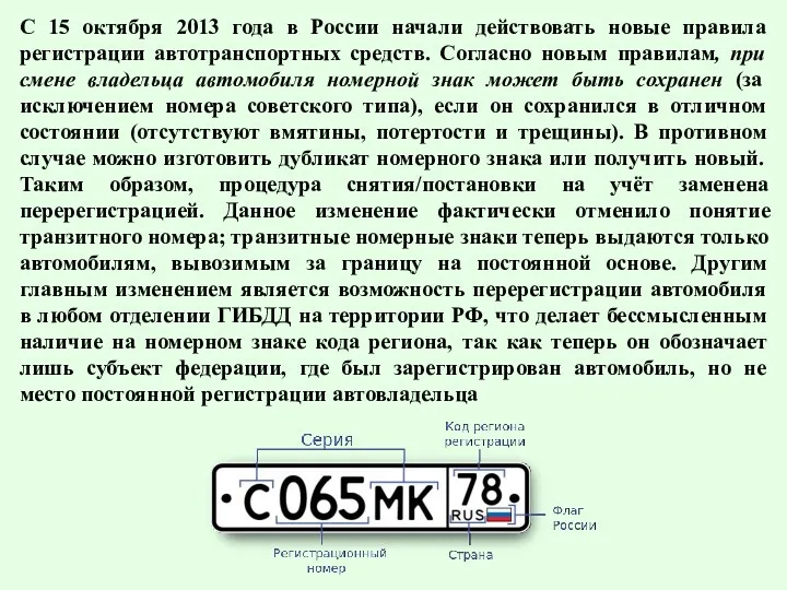 С 15 октября 2013 года в России начали действовать новые